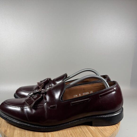 S Allen Edmonds Men's Dress Shoes GRAYSON Burgundy Slip On Tasseled Men's 11.5 B - Picture 3 of 8